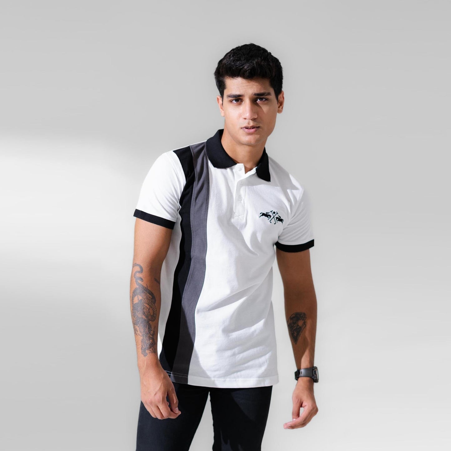 Polo Republica Men's 2 Pony Embroidered Contrast Panel Polo Shirt Men's Polo Shirt Polo Republica 