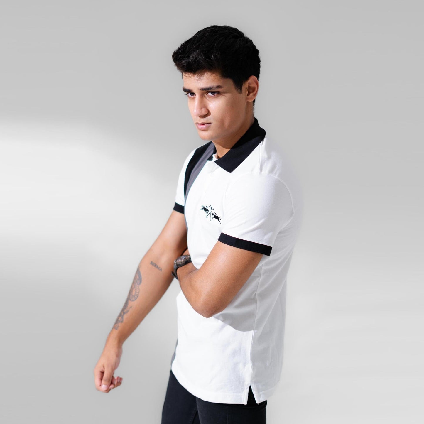 Polo Republica Men's 2 Pony Embroidered Contrast Panel Polo Shirt Men's Polo Shirt Polo Republica 