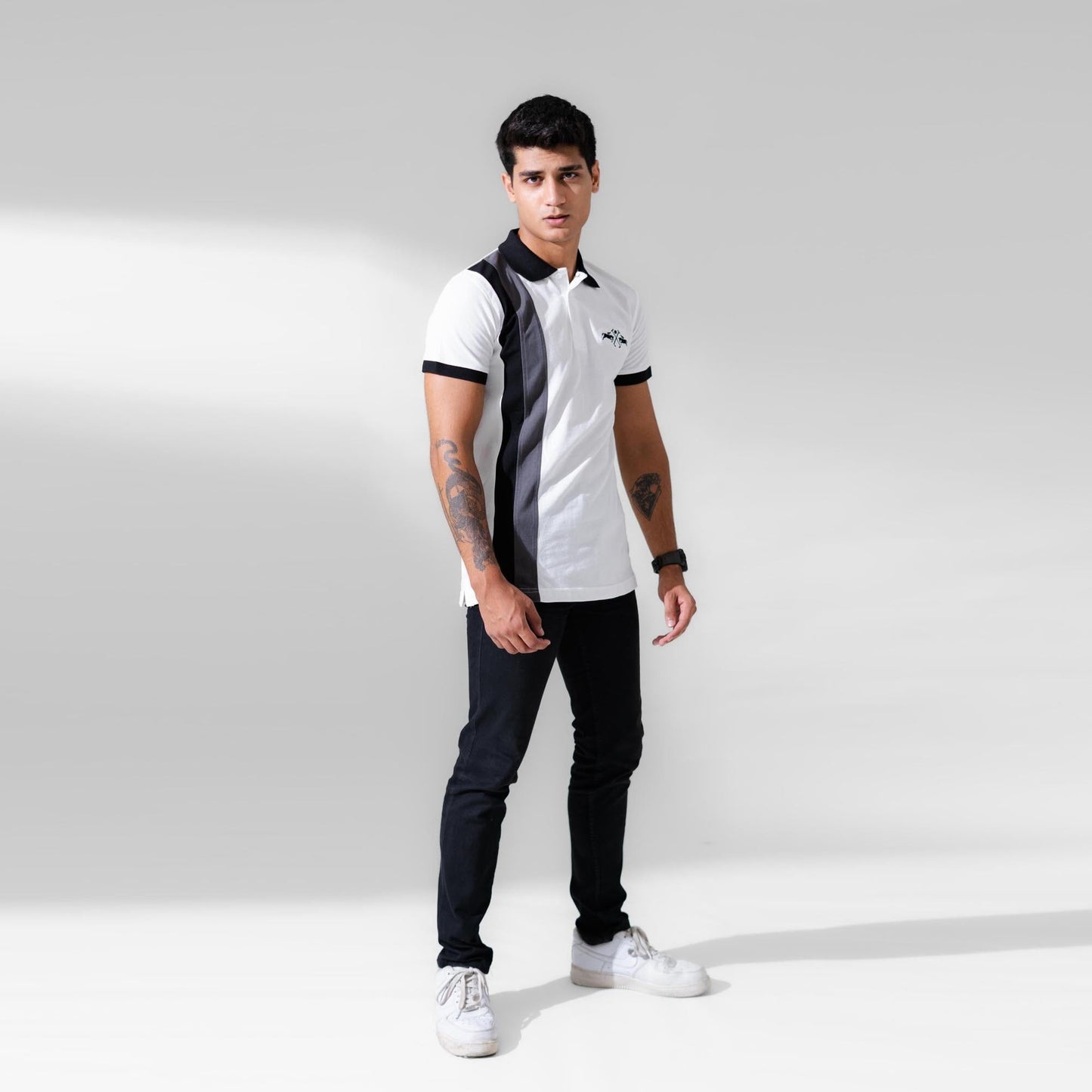 Polo Republica Men's 2 Pony Embroidered Contrast Panel Polo Shirt Men's Polo Shirt Polo Republica 