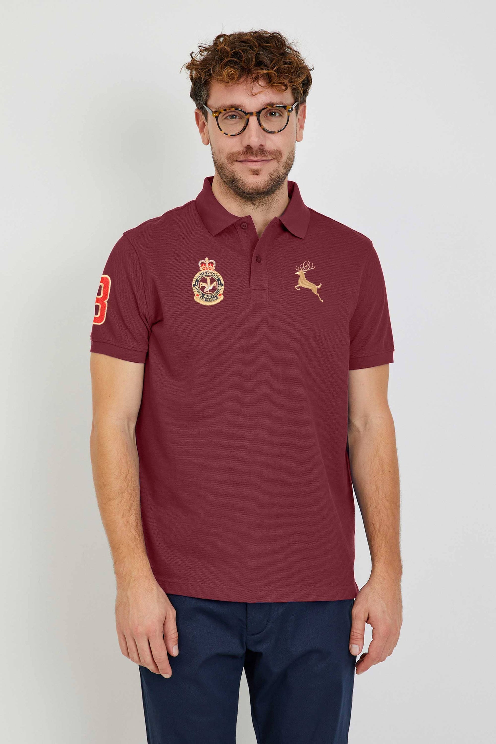Polo Republica Men's Moose Crest & 8 Embroidered Short Sleeve Polo Shirt Men's Polo Shirt Polo Republica 